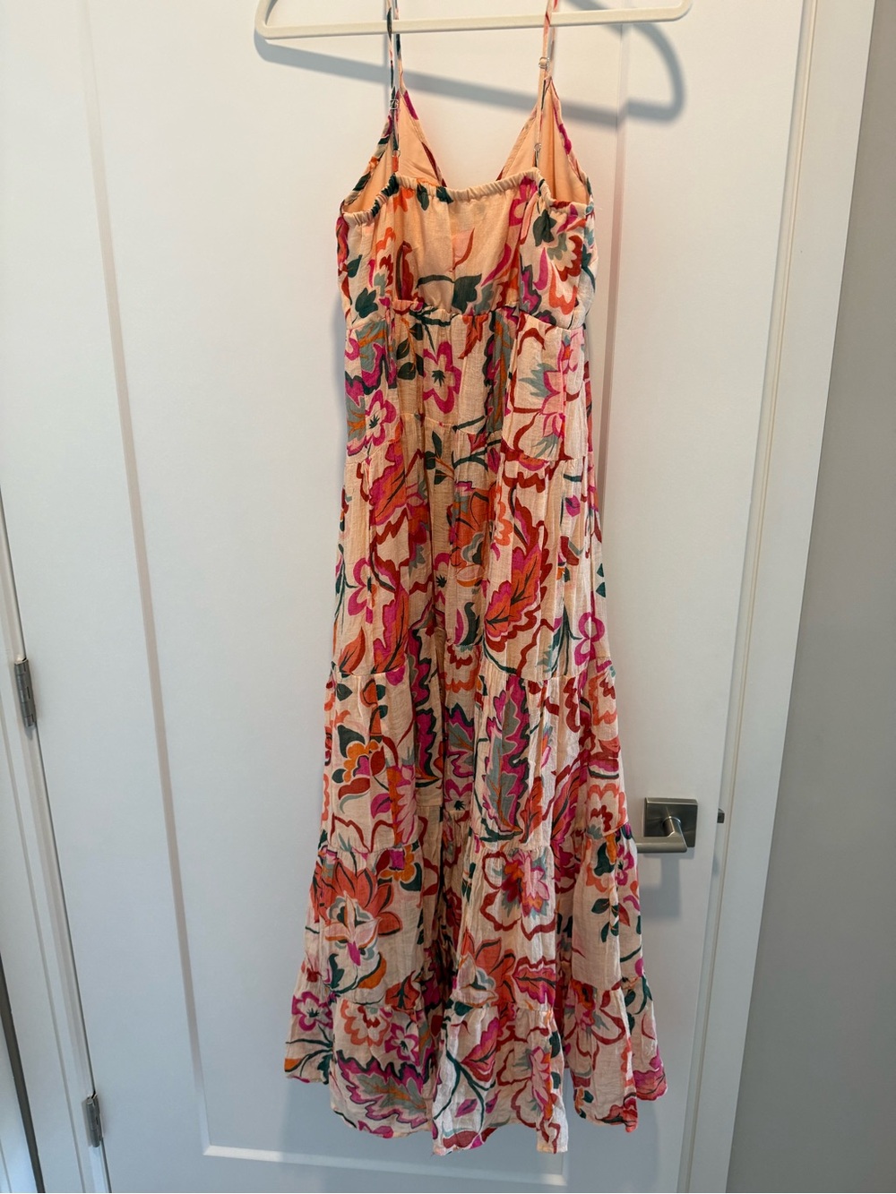 STATE Floral Spaghetti-Strap Maxi Dress in Cream, Pink and Orange